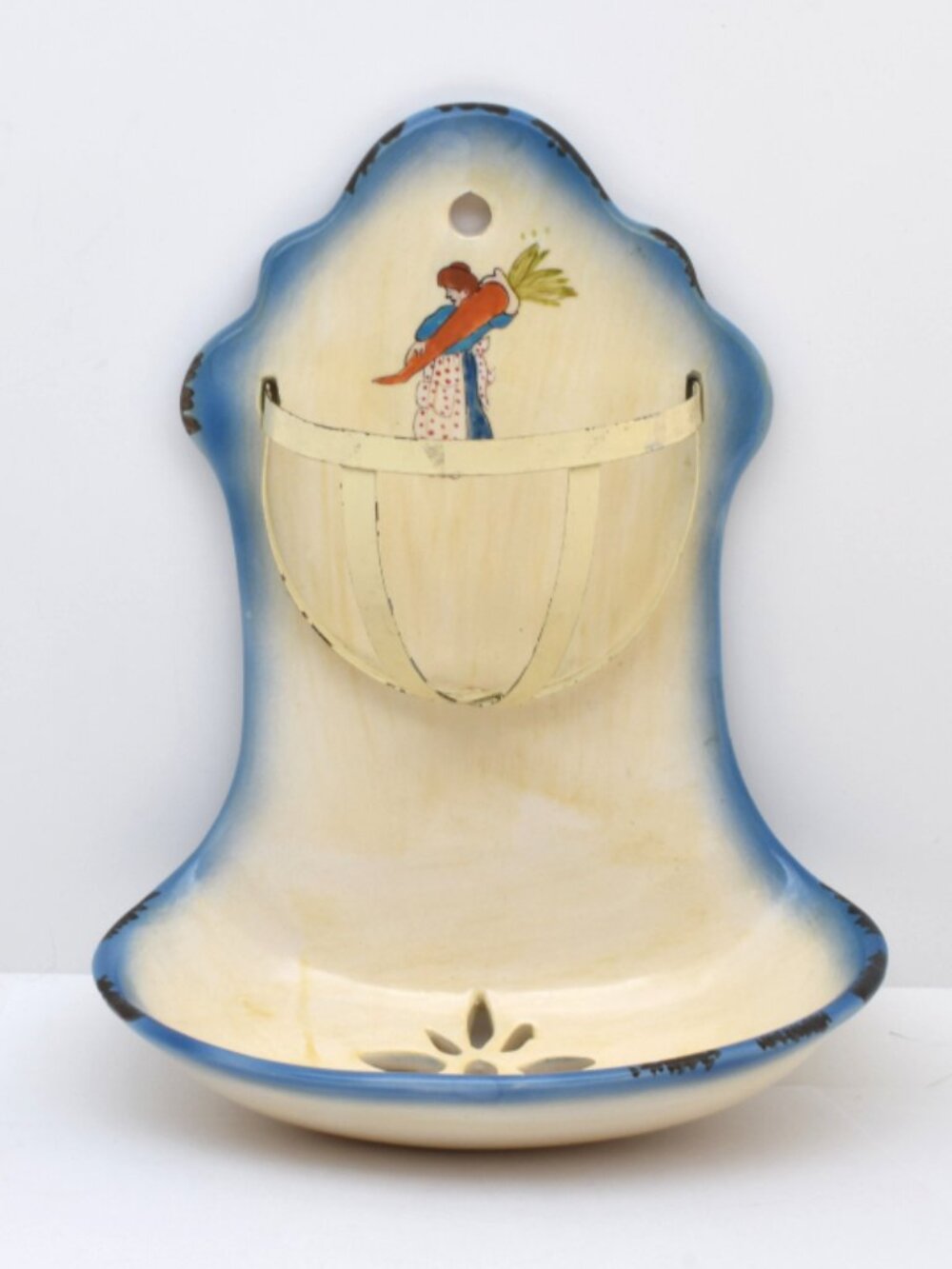 Hand Painted Ceramic and Metal Wall Hanging Soap Dish, 18 Carrots by Laura Kelly
